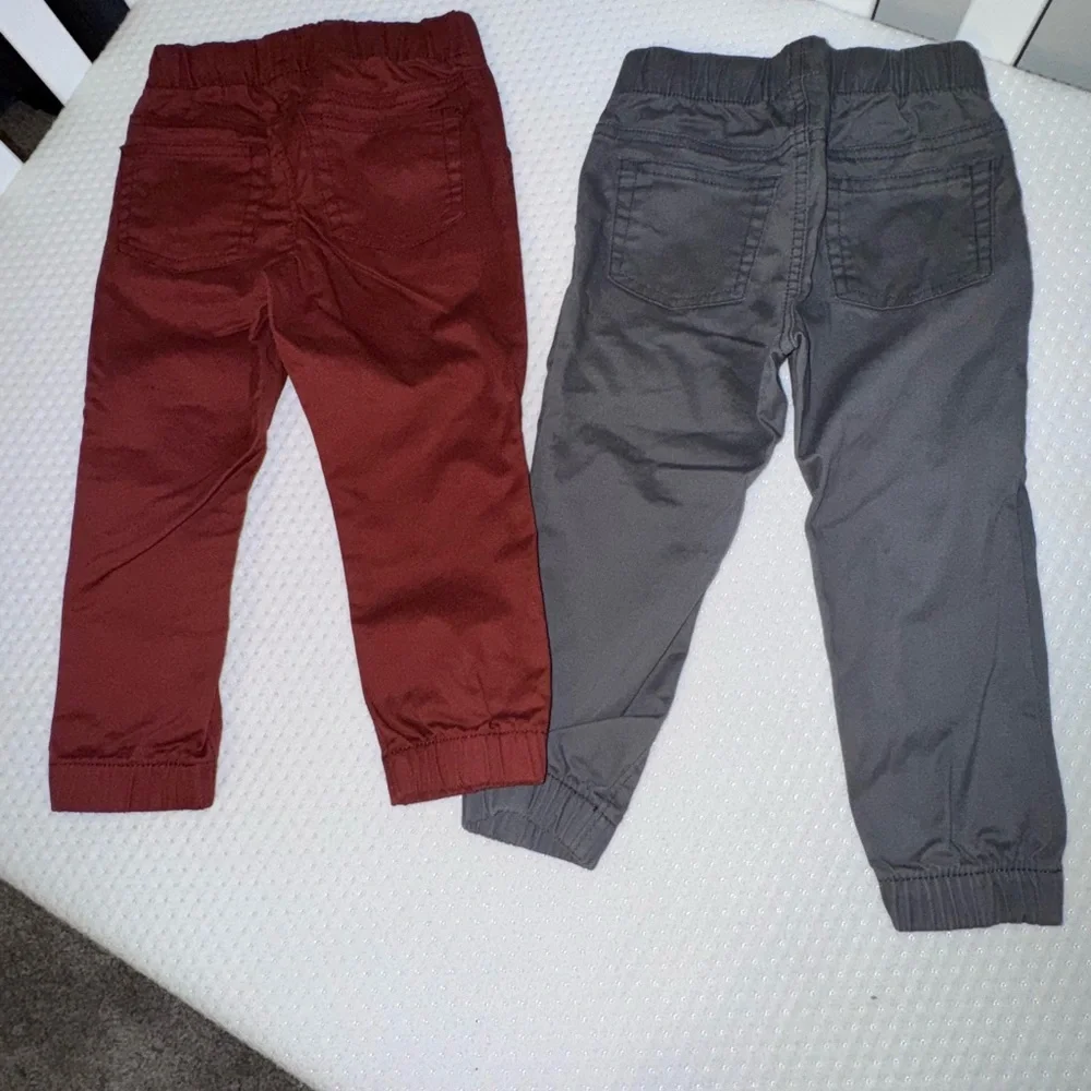Set 2 Kids Jogger Pants - Red and Gray size 2 T - Picture 2 of 4